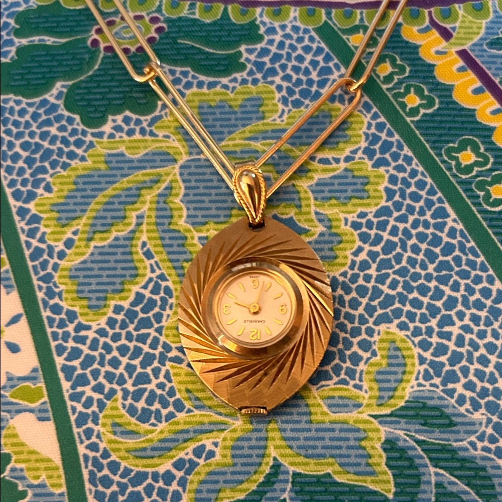 Antique Watch Necklace with Paperclip chain.